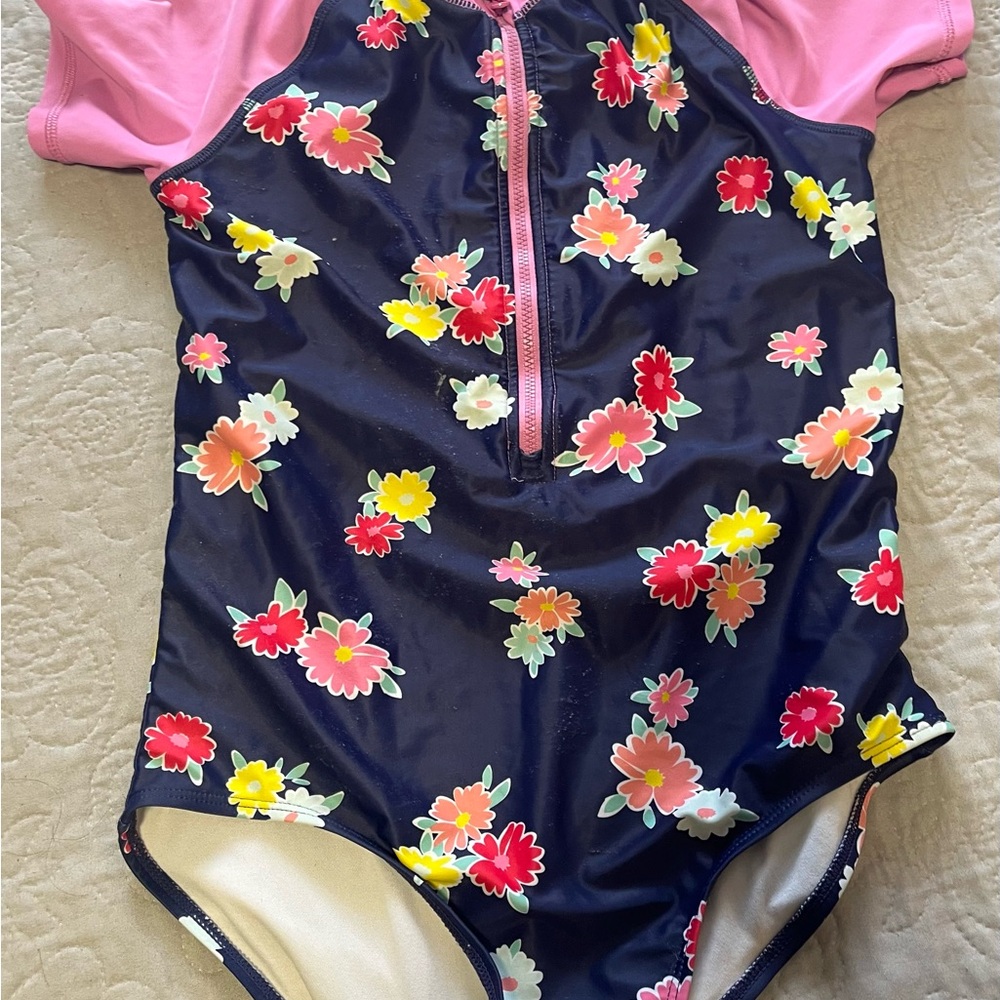 Joe Fresh Kids Swimsuit with Floral Navy and Pink Design
